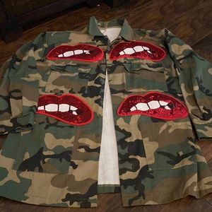Sequence Lip Patch Army Fatigue Jacket